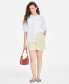 Фото #1 товара Women's Linen Stripe Pull-On Shorts, Created for Macy's