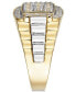 ფოტო #4 პროდუქტის Men's Diamond Cluster Two-Tone Ring (1 ct. t.w.) in 10k Gold & White Gold