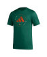 Фото #3 товара Men's Green Miami Hurricanes Stripe Up AEROREADY Pregame T-shirt