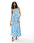 Фото #1 товара ASOS DESIGN crinkle shirred bodice maxi dress with open back in gingham print