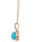 Robins Egg Blue Turquoise (2 ct. t.w.) & Diamond (1/4 ct. t.w.) Halo Adjustable 20" Pendant Necklace in 14k Rose Gold