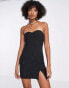 Фото #1 товара Bershka bandeau pinstripe mini dress in black