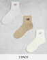 Фото #1 товара New Balance logo mid sock in 3 pack in neutrals