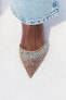Фото #2 товара Туфли-мюли на высоком каблуке, из сетчатой ткани со стразами ZARA