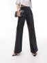 Topshop faux leather jogger style straight leg trouser in black