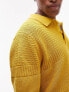 Topman knitted texture polo in mustard