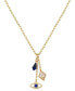 ფოტო #1 პროდუქტის Lapis Cubic Zirconia Mother of Pearl Evil Eye Hamsa Hand Charm Pendant Y-Necklace