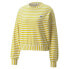 Фото #1 товара Puma Downtown Velour Striped Crewneck Sweatshirt Womens Yellow 53574665