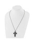 Black IP-plated Cross Starburst Pendant Box Chain Necklace