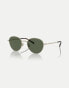 Фото #1 товара Ralph Lauren Ph3144 round polarised sunglasses with green lens in semi-shiny pale gold