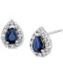ფოტო #1 პროდუქტის Sapphire (1 ct. t.w. ) & Diamond (1/4 ct. t.w.) Pearl Halo Stud Earrings in 14k White Gold