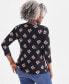 ფოტო #2 პროდუქტის Petite Petal Stamp Pima Knit Top, Created for Macy's