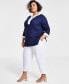 Фото #3 товара Plus Size 100% Linen Cropped Pants, Created for Macy's
