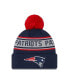 Фото #3 товара Men's Navy New England Patriots Repeat Cuffed Knit Hat with Pom