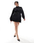 Фото #1 товара Closet London Plus high neck belted mini dress in black