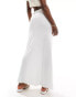 ASOS DESIGN linen look tie waist bias maxi skirt in white