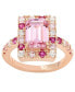 ფოტო #1 პროდუქტის Suzy Levian Rose Sterling Silver Emerald Cut Pink Cubic Zirconia Ring