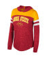 Фото #2 товара Women's Cardinal Distressed Iowa State Cyclones Speckled Color Block Long Sleeve Hooded T-shirt