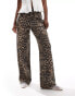 JJXX Toyko wide fit jeans in leopard print