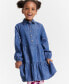 Фото #6 товара Girls Cotton Chambray Shirtdress, Created for Macy's