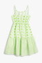 Kız Çocuk Çiçekli Ince Askılı Astarlı Fırfırlı Beli Büzgülü Elbise 3skg80117aw