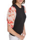 Women's Printed Chiffon-Sleeve Top
