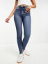 Monki Oki high waisted skinny jeans in indigo blue