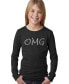 ფოტო #1 პროდუქტის Big Girl's Word Art Long Sleeve T-Shirt - OMG
