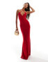 Фото #1 товара Fashionkilla slinky double layered cami wrap bust maxi dress in red