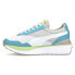 Puma Cruise Rider Flair Lace Up Womens Blue, Grey, White Sneakers Casual Shoes