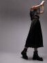 Topshop co-ord satin puff bull maxi skirt in black