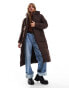 Threadbare 2 in 1 zip off longline gilet and puffer coat in brown