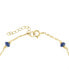 ფოტო #3 პროდუქტის EFFY® Lapis Lazuli, Freshwater pearl (4-1/2mm),& Sapphire (1/2 ct. t.w.) Station Bracelet in 14k Gold