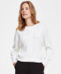 ფოტო #1 პროდუქტის Women's Ribbed Cable-Knit Sweater