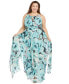 Фото #3 товара Plus Size Floral-Print Halter Maxi Dress