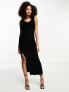 ASOS DESIGN cowl neck drape detail midi dress in black