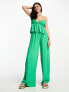 Vero Moda shirred waist wide leg trouser co-ord in bright green