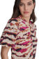 ფოტო #3 პროდუქტის Women's Printed Balloon-Sleeve Twist-Neck Top