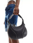 Фото #1 товара ASOS DESIGN contoured shoulder bag with contrast edge stitch in black