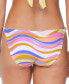 Juniors' Abstract-Print Ruched-Side Bikini Bottoms