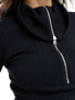 Фото #5 товара Miss Selfridge zip up long sleeve midi dress in black