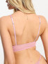 ASOS DESIGN Paris eyelash lace longline triangle bra in pink