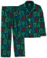 Kid 2-Piece Christmas Tree Fleece Coat Style Pajamas 4