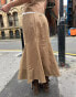 Labelrail x Daisy Birchall bow detail button through midi skirt co-ord in toffee