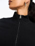 ASOS DESIGN half zip long sleeve tee in black