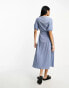 Фото #2 товара ASOS DESIGN textured crinkle wrap midi dress with tie side in blue