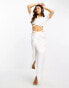 Фото #1 товара Kaiia ruched waist wrap detail satin maxi skirt co-ord in cream