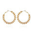 ფოტო #1 პროდუქტის Gold-Tone Twisted Spiral and White Beaded Hoop Earrings