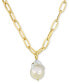 ფოტო #1 პროდუქტის Cultured Freshwater Baroque Pearl (13-14mm) Solitaire 20" Pendant Necklace in 18k Gold-Plated Sterling Silver