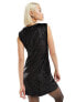 COLLUSION slash neck velvet shimmer mini dress in black M - фото #7